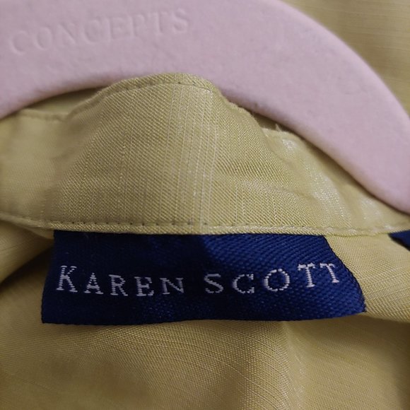 Lot of 3 Karen Scott button pink, lilac, chartreuse shimmer tops size Large NWOT - Picture 7 of 12